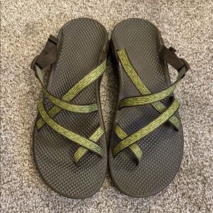 Chaco Olive Green and Brown Strappy Slide Sandals